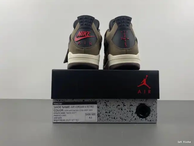 1st Kicks AJ4-882335 Brown Retro Jordan 4 x Air Scott TS Travis 0625